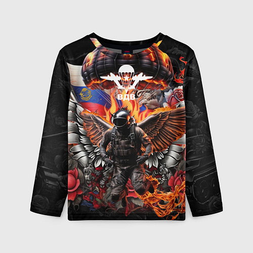 Детский лонгслив Десантник ВДВ с крыльями ангела / 3D-принт – фото 1