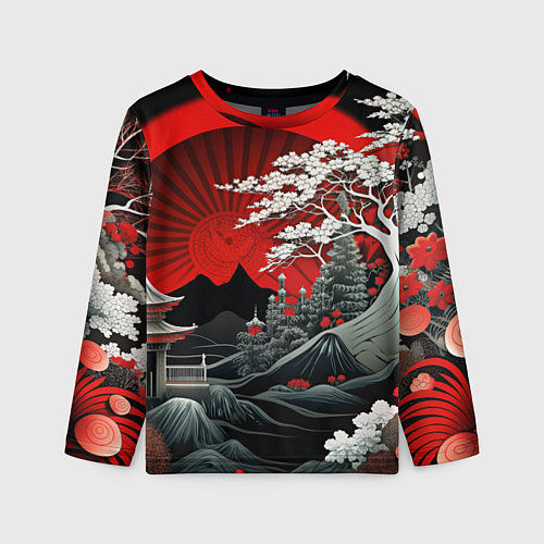 Детский лонгслив Деревья Японии и природа / 3D-принт – фото 1