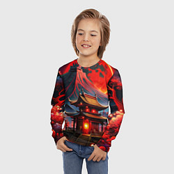 Лонгслив детский Japan red nature, цвет: 3D-принт — фото 2