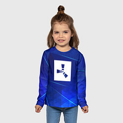 Лонгслив детский Rust blue poly, цвет: 3D-принт — фото 2