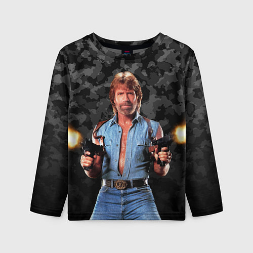 Детский лонгслив Чак стреляет с узи / 3D-принт – фото 1