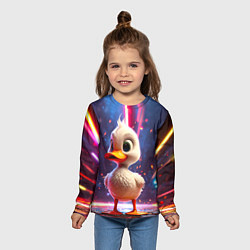 Лонгслив детский Уточка в неоне, цвет: 3D-принт — фото 2