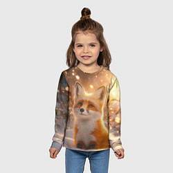 Лонгслив детский Рыжая лисичка в снежном лесу, цвет: 3D-принт — фото 2