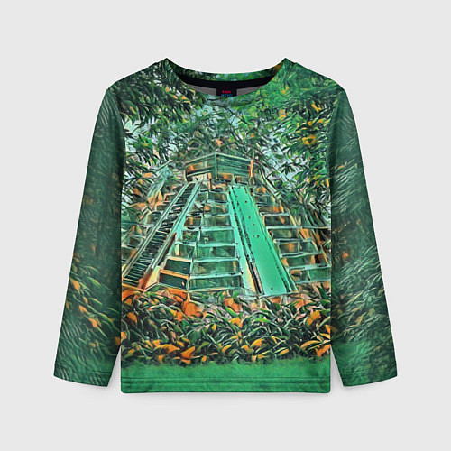 Детский лонгслив Башня в джунглях / 3D-принт – фото 1