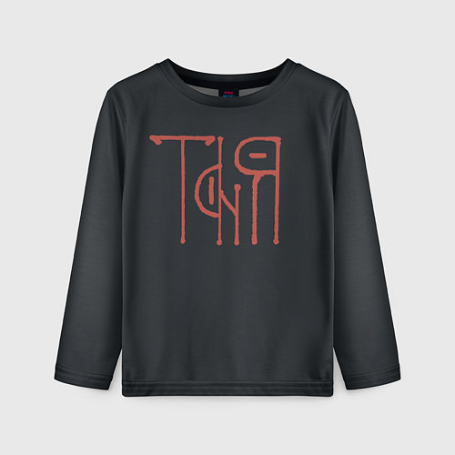 Детский лонгслив Вязью Таня - красная надпись / 3D-принт – фото 1