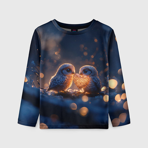 Детский лонгслив Милые влюбленные совушки / 3D-принт – фото 1