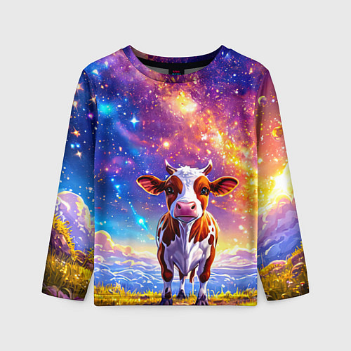 Детский лонгслив Коровка и звездное небо / 3D-принт – фото 1