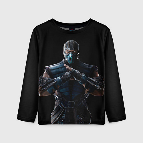 Детский лонгслив Mortal kombat - Sub Zero / 3D-принт – фото 1