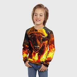 Лонгслив детский Буйвол в огне, цвет: 3D-принт — фото 2