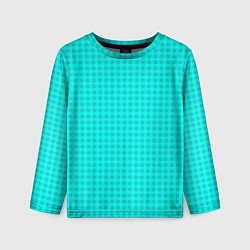 Детский лонгслив Неоновый голубой паттерн клетка