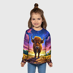 Лонгслив детский Буйвол в звездной ночи, цвет: 3D-принт — фото 2