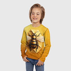 Лонгслив детский Пчела на золоте, цвет: 3D-принт — фото 2