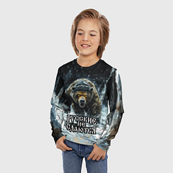 Лонгслив детский Русские не сдаются - медведь в лесу, цвет: 3D-принт — фото 2