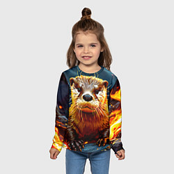 Лонгслив детский Выдра в огне, цвет: 3D-принт — фото 2