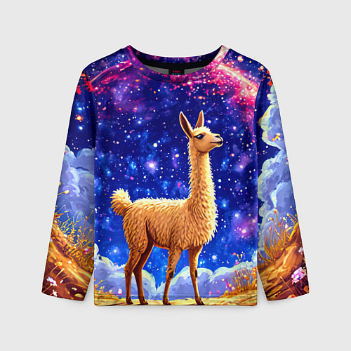 Детский лонгслив Лама и звездное небо / 3D-принт – фото 1
