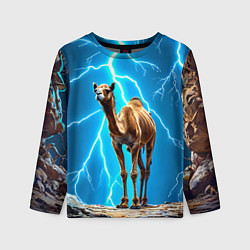 Лонгслив детский Верблюд и удар молнии, цвет: 3D-принт
