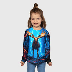 Лонгслив детский Лось и молния, цвет: 3D-принт — фото 2