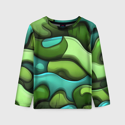 Детский лонгслив Объемные камуфляжные полосы / 3D-принт – фото 1