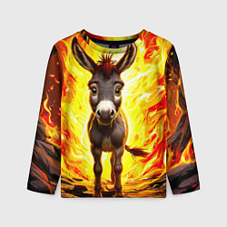 Лонгслив детский Ослик в огне, цвет: 3D-принт