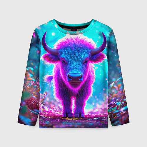Детский лонгслив Белый буйвол / 3D-принт – фото 1