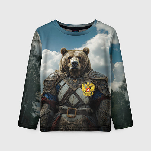 Детский лонгслив Русский медведь воин / 3D-принт – фото 1
