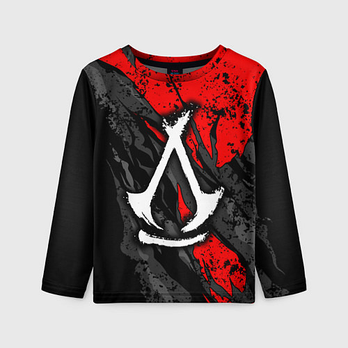 Детский лонгслив Assassins creed: shadows - белый логотип / 3D-принт – фото 1