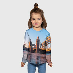 Лонгслив детский Большеохтинский мост в Санкт-Петербурге, цвет: 3D-принт — фото 2