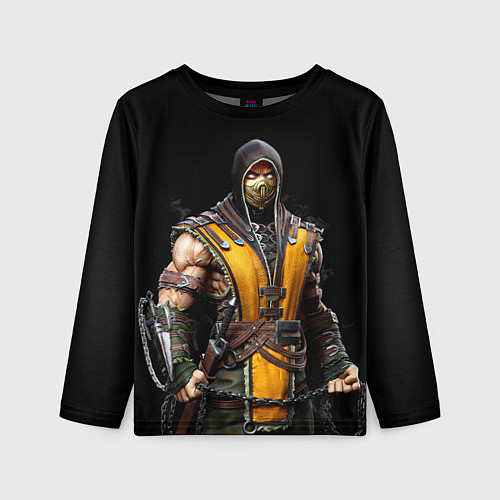 Детский лонгслив Mortal kombat - Scorpion / 3D-принт – фото 1