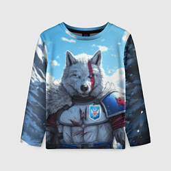 Лонгслив детский Волк русский, цвет: 3D-принт