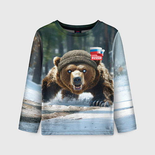 Детский лонгслив Медведь страж границ / 3D-принт – фото 1