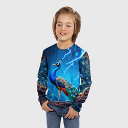 Лонгслив детский Павлин и молния, цвет: 3D-принт — фото 2