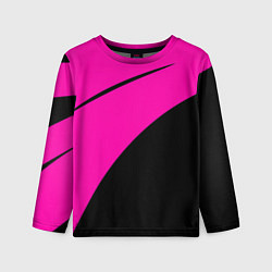 Лонгслив детский Розовый с чёрным двуцветный с полосой, цвет: 3D-принт
