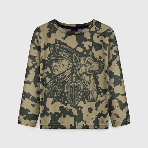 Детский лонгслив Пограничник с собакой / 3D-принт – фото 1