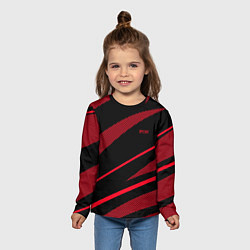 Лонгслив детский Sport чёрный и красный полосы, цвет: 3D-принт — фото 2
