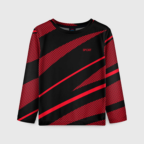 Детский лонгслив Sport чёрный и красный полосы / 3D-принт – фото 1