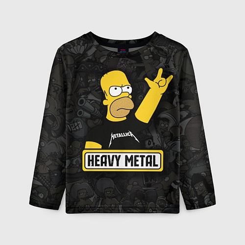 Детский лонгслив Heavy metal Гомер симпсон / 3D-принт – фото 1