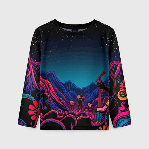 Детский лонгслив Psychedelic music art / 3D-принт – фото 1