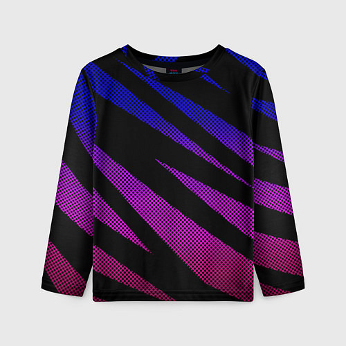 Детский лонгслив Сине-розовый абстракция с полосами / 3D-принт – фото 1