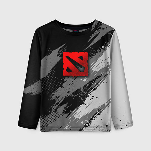 Детский лонгслив Dota 2 - монохромный серый / 3D-принт – фото 1
