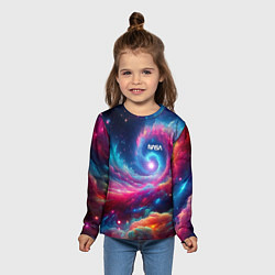 Лонгслив детский Неоновая галактическая спираль - нейроарт, цвет: 3D-принт — фото 2