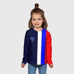 Лонгслив детский Герб России и триколор, цвет: 3D-принт — фото 2