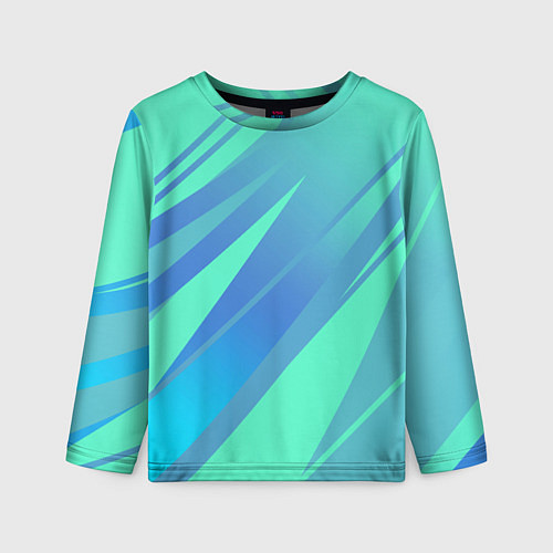 Детский лонгслив Нежный голубой с полосами градиент / 3D-принт – фото 1