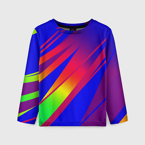 Детский лонгслив Красно-синий с полосами градиент / 3D-принт – фото 1