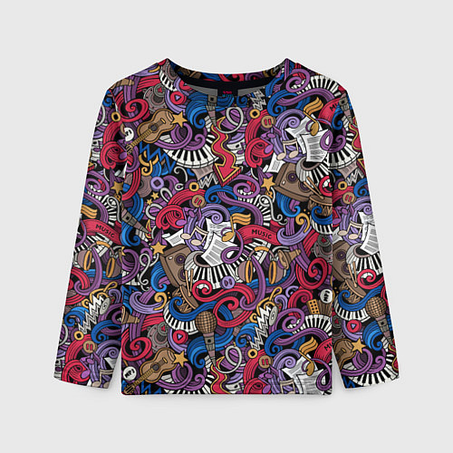 Детский лонгслив Музыкальный коллаж / 3D-принт – фото 1
