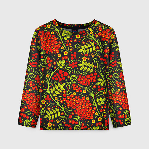 Детский лонгслив Красная рябина хохлома / 3D-принт – фото 1