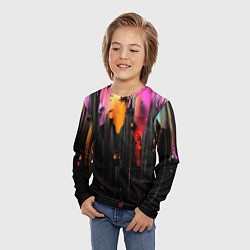 Лонгслив детский Разноцветная рельефная краска текстура, цвет: 3D-принт — фото 2