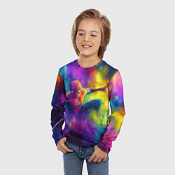 Лонгслив детский Человек - паук радужные краски, цвет: 3D-принт — фото 2