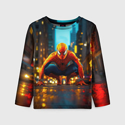 Лонгслив детский Человек паук на старте, цвет: 3D-принт