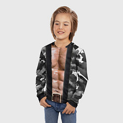 Лонгслив детский Мужское накаченное тело в камуфляже, цвет: 3D-принт — фото 2