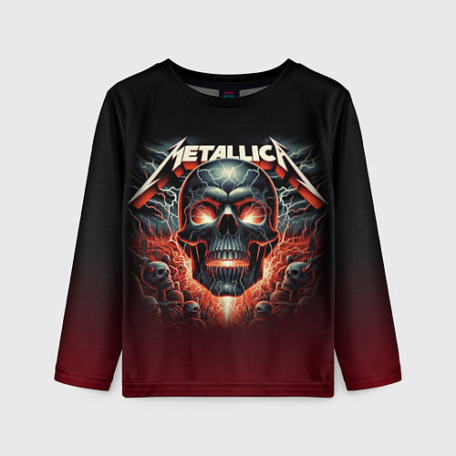 Детский лонгслив Metallica - fire skull / 3D-принт – фото 1